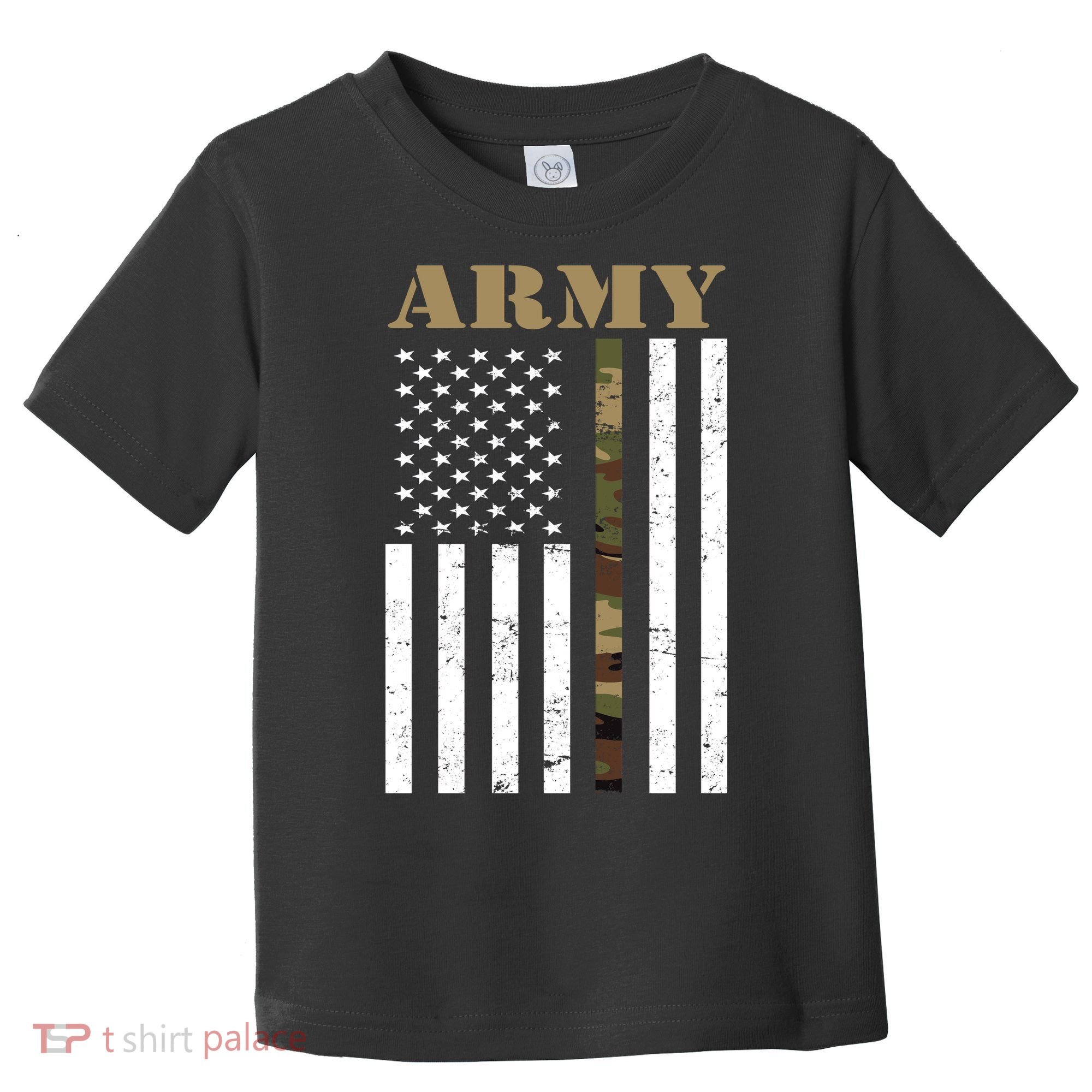 Thin Camo Line United States Army Flag Back Print Toddler T-Shirt
