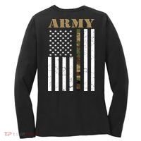Thin Camo Line United States Army Flag Back Print Women's Long Sleeve Shirt thumb 0