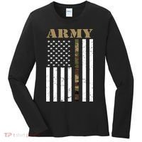 Thin Camo Line United States Army Flag Back Print Women's Long Sleeve Shirt thumb 1
