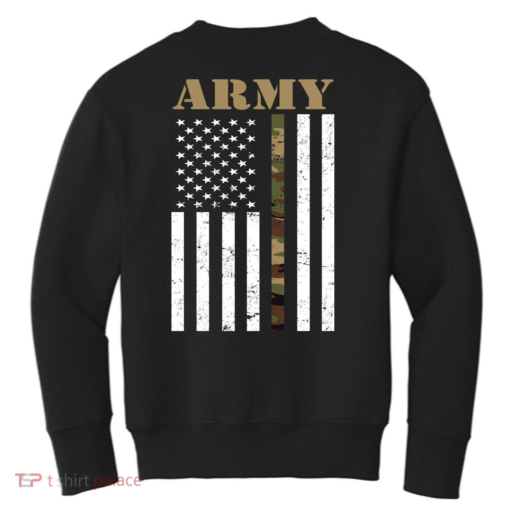 Thin Camo Line United States Army Flag Back Print Kids Sweatshirt