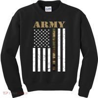 Thin Camo Line United States Army Flag Back Print Kids Sweatshirt thumb 0