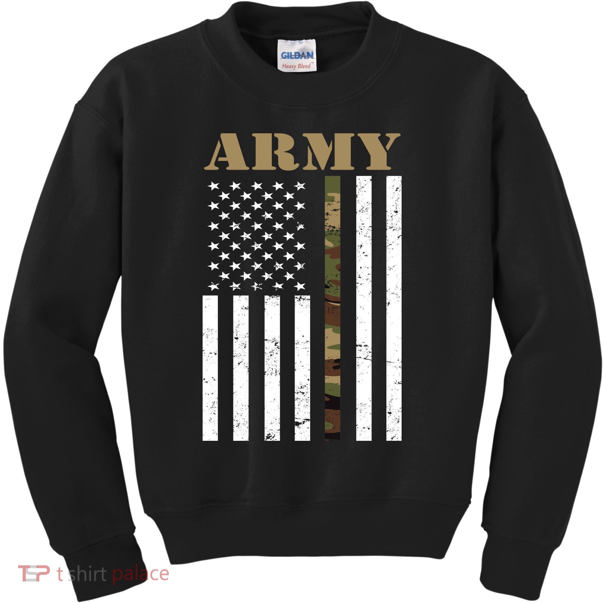 Thin Camo Line United States Army Flag Back Print Kids Sweatshirt