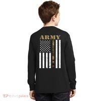 Thin Camo Line United States Army Flag Back Print Kids Long Sleeve Shirt thumb 0