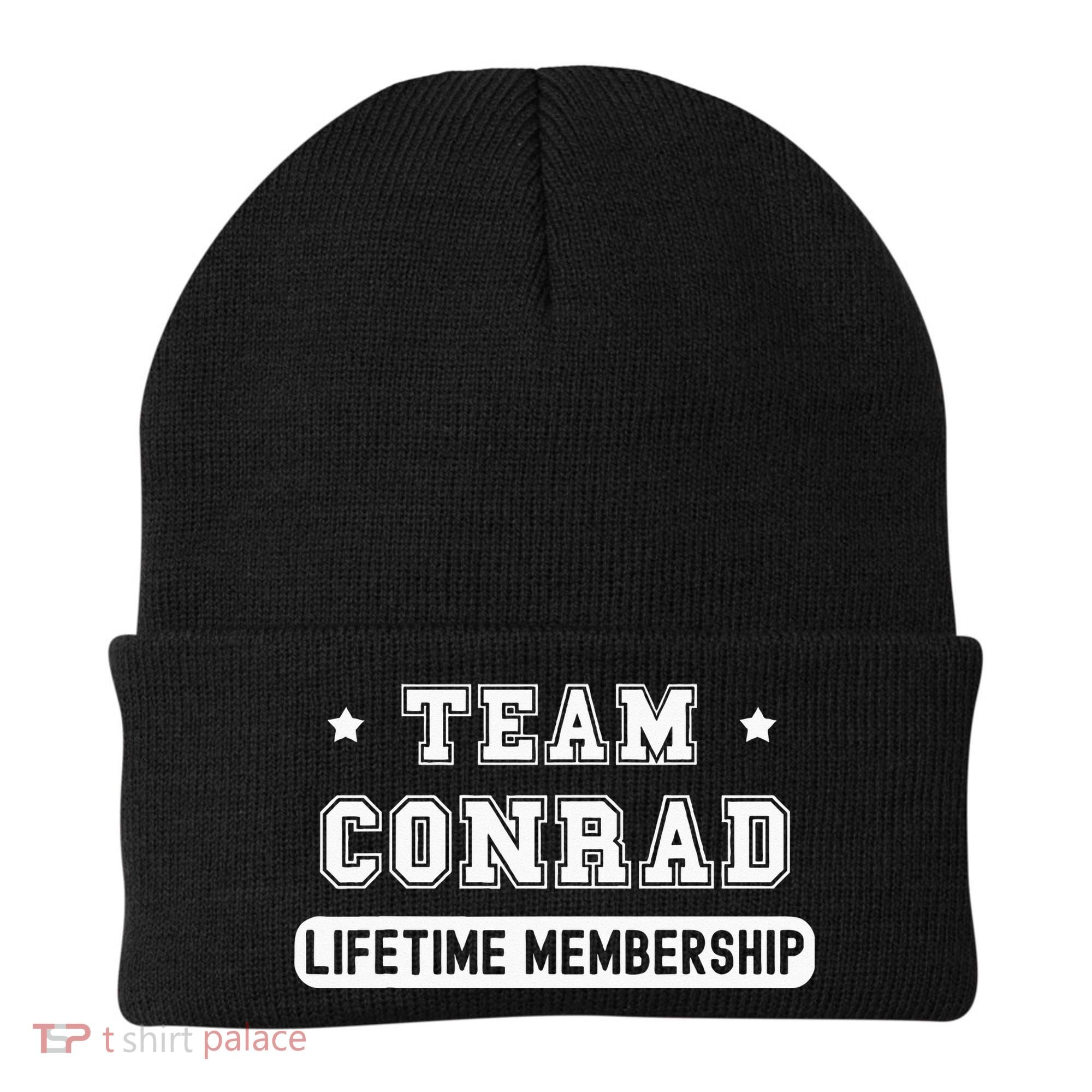 Team Conrad Lifetime Membership Funny Family Last Name Beanie