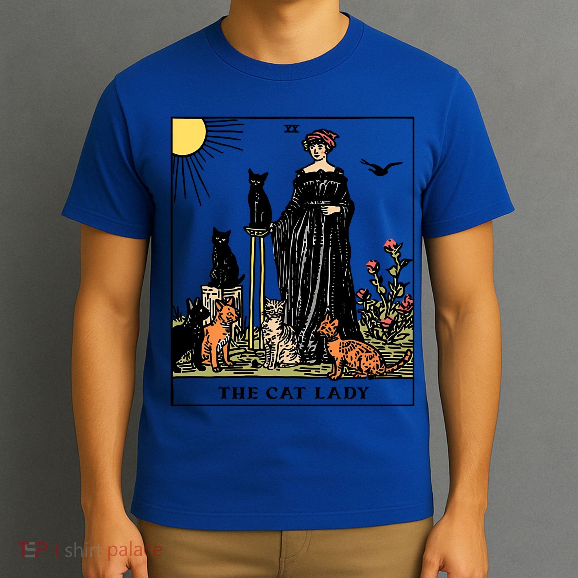 The Cat Lady Tarot Card Vintage Gothic Cat Mom Gift T-Shirt