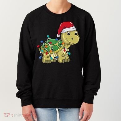Turtle Christmas Lights Christmas Turtle Santa Turtle Women's Sweatshirt