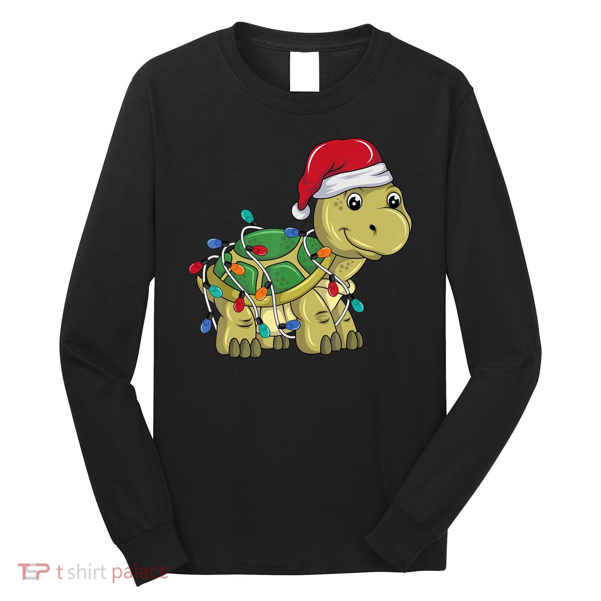 Turtle Christmas Lights Christmas Turtle Santa Turtle Long Sleeve Shirt