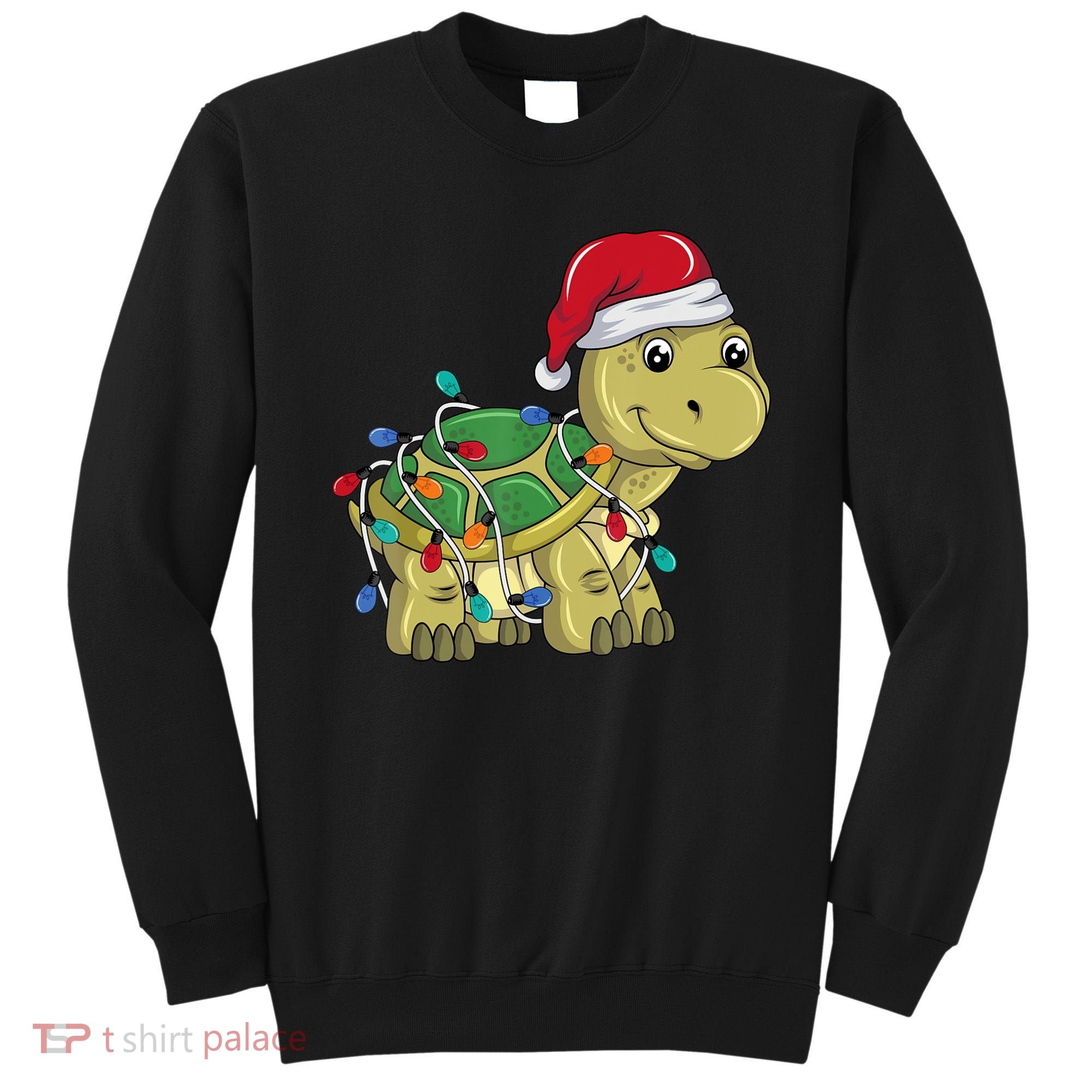 Turtle Christmas Lights Christmas Turtle Santa Turtle Sweatshirt