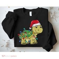 Turtle Christmas Lights Christmas Turtle Santa Turtle Sweatshirt thumb 2