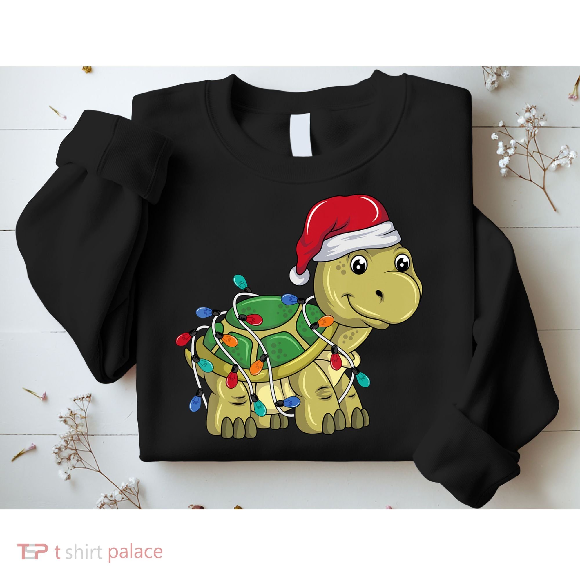 Turtle Christmas Lights Christmas Turtle Santa Turtle Sweatshirt