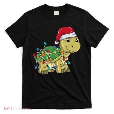 Turtle Christmas Lights Christmas Turtle Santa Turtle T-Shirt