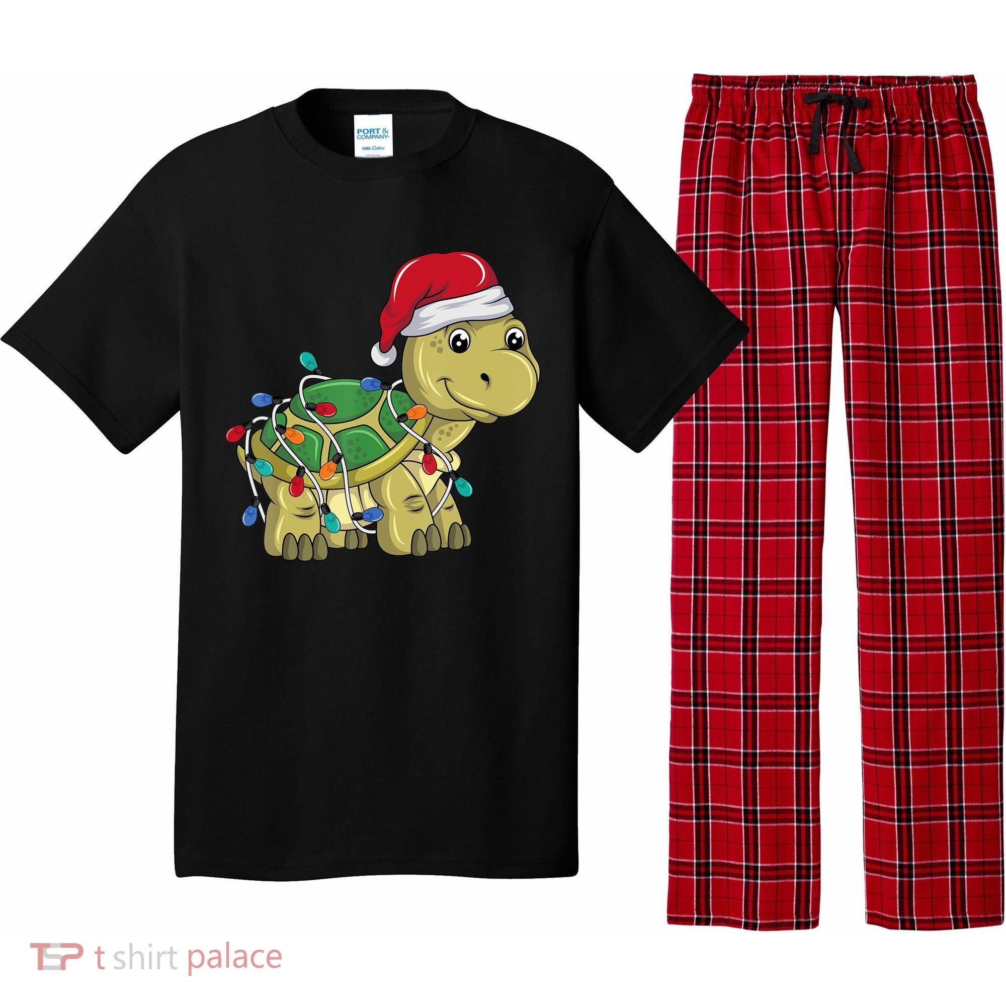Turtle Christmas Lights Christmas Turtle Santa Turtle Pajama Set