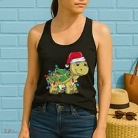 Turtle Christmas Lights Christmas Turtle Santa Turtle Women's Tank Top thumb 2