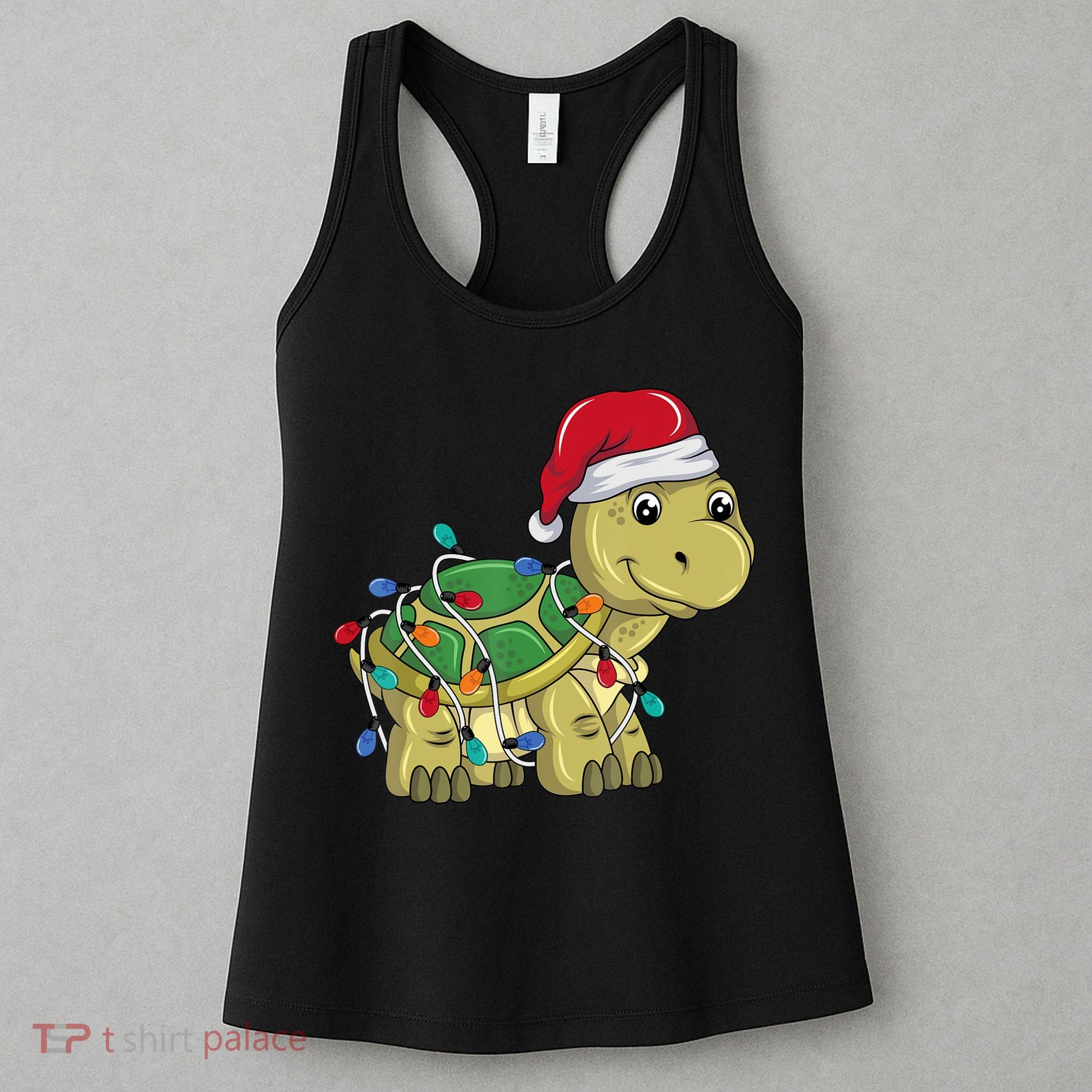 Turtle Christmas Lights Christmas Turtle Santa Turtle Women's Tank Top