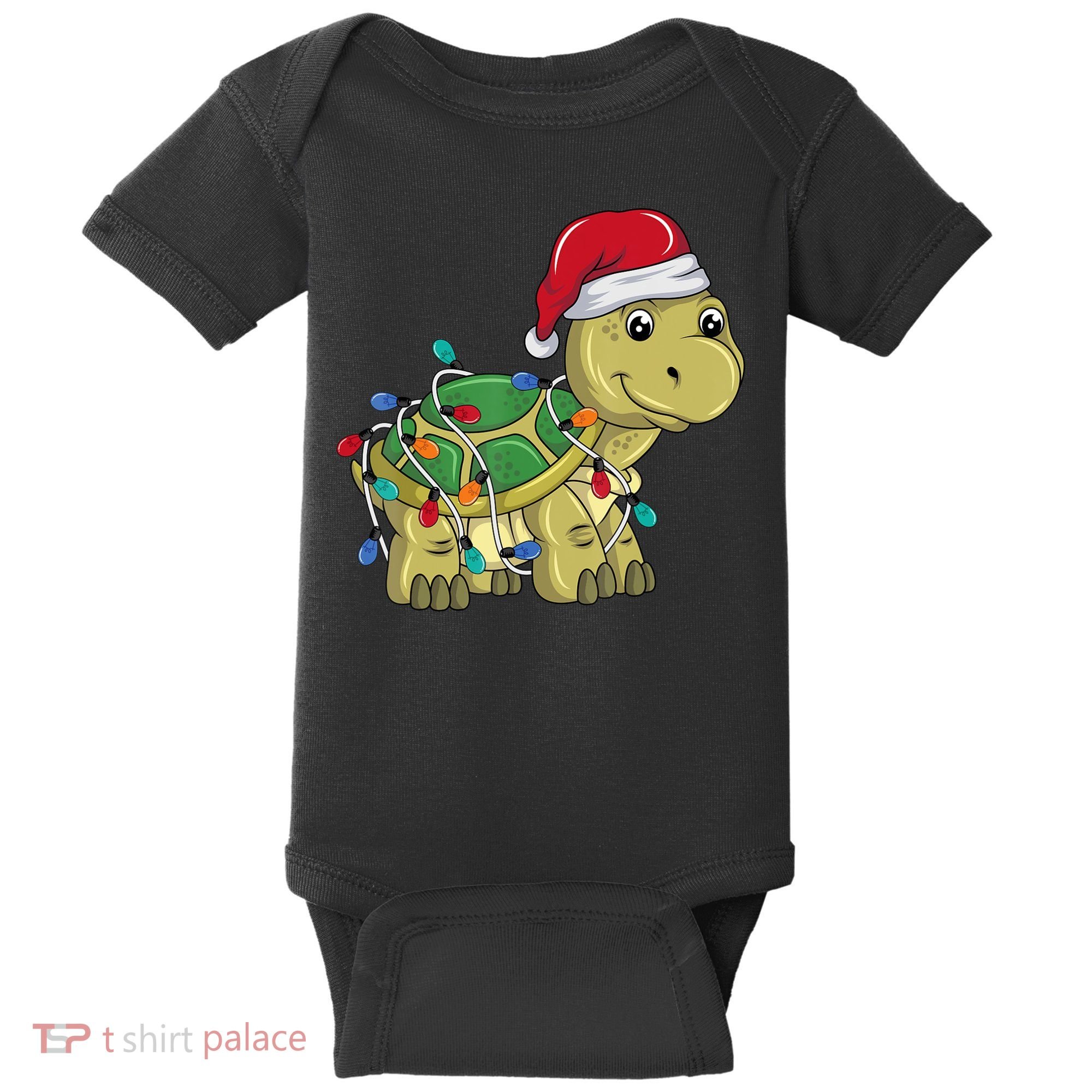 Turtle Christmas Lights Christmas Turtle Santa Turtle Baby Bodysuit