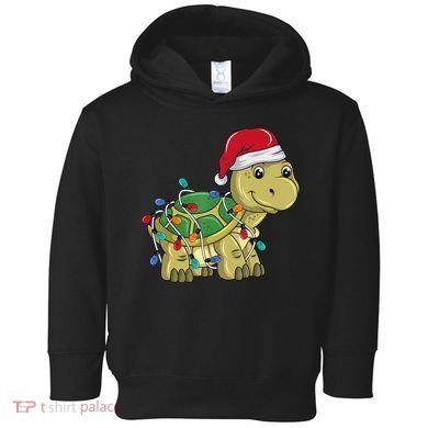 Turtle Christmas Lights Christmas Turtle Santa Turtle Toddler Hoodie