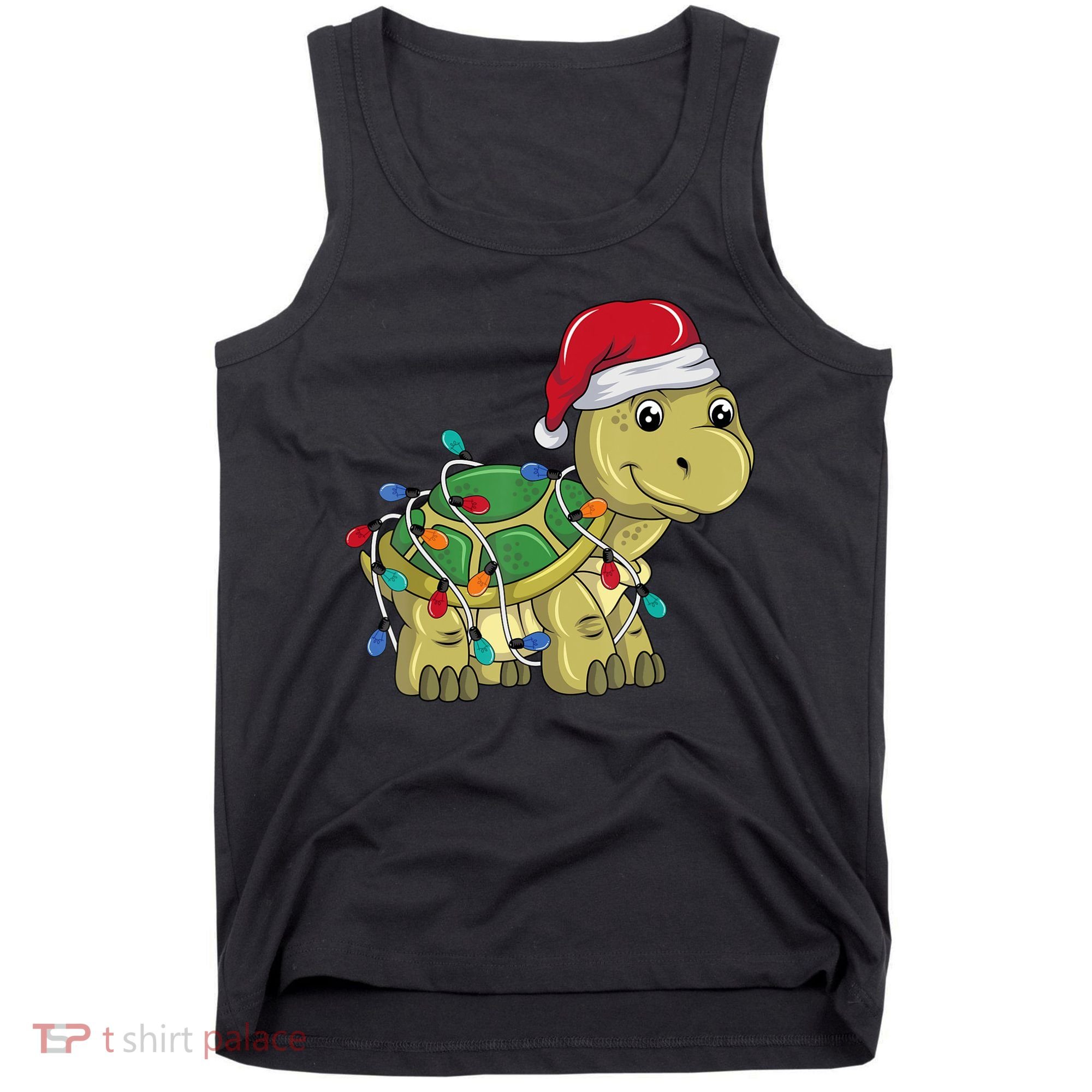 Turtle Christmas Lights Christmas Turtle Santa Turtle Tank Top
