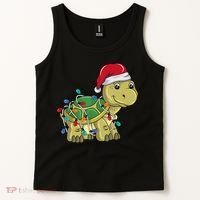 Turtle Christmas Lights Christmas Turtle Santa Turtle Tank Top thumb 2