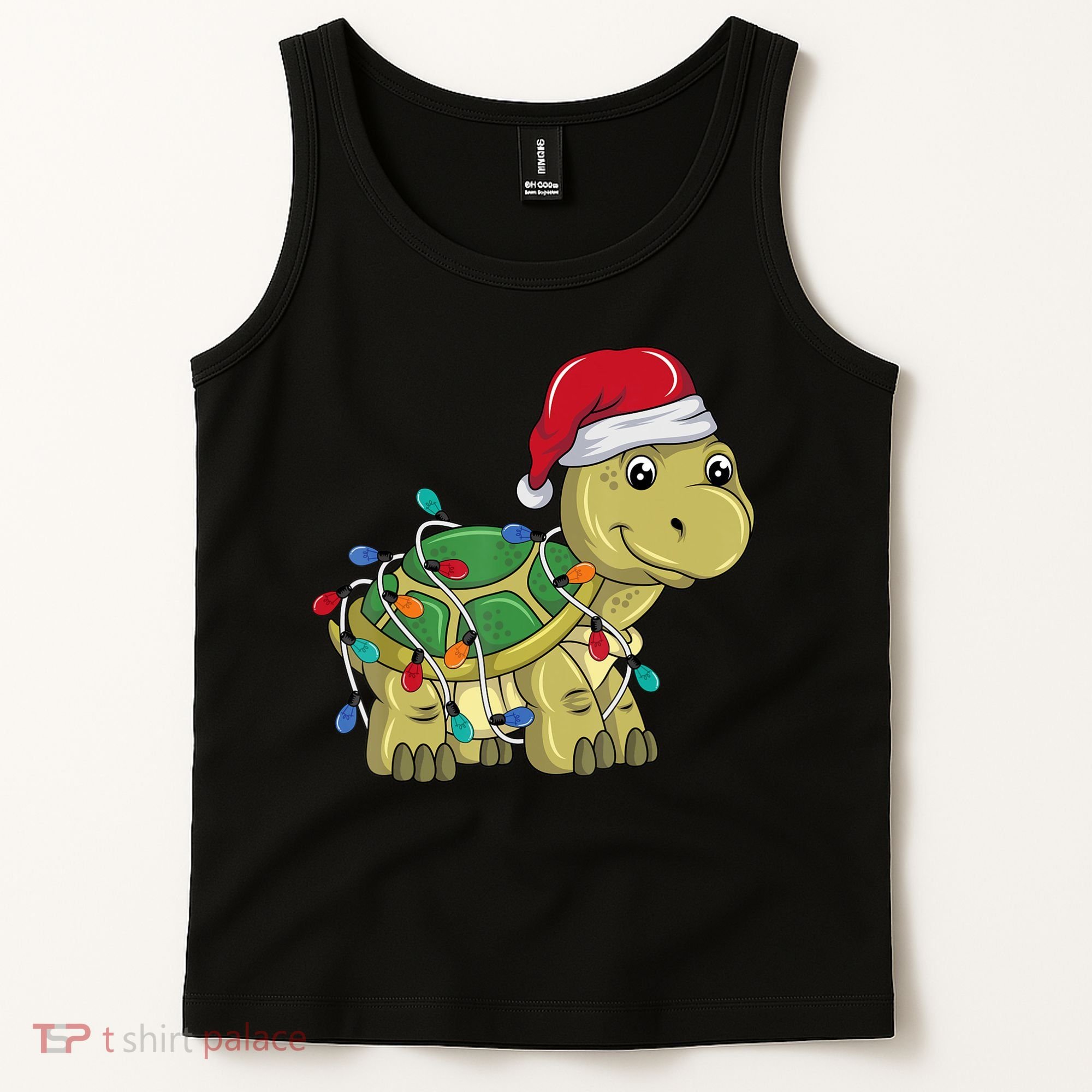 Turtle Christmas Lights Christmas Turtle Santa Turtle Tank Top