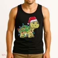 Turtle Christmas Lights Christmas Turtle Santa Turtle Tank Top thumb 3