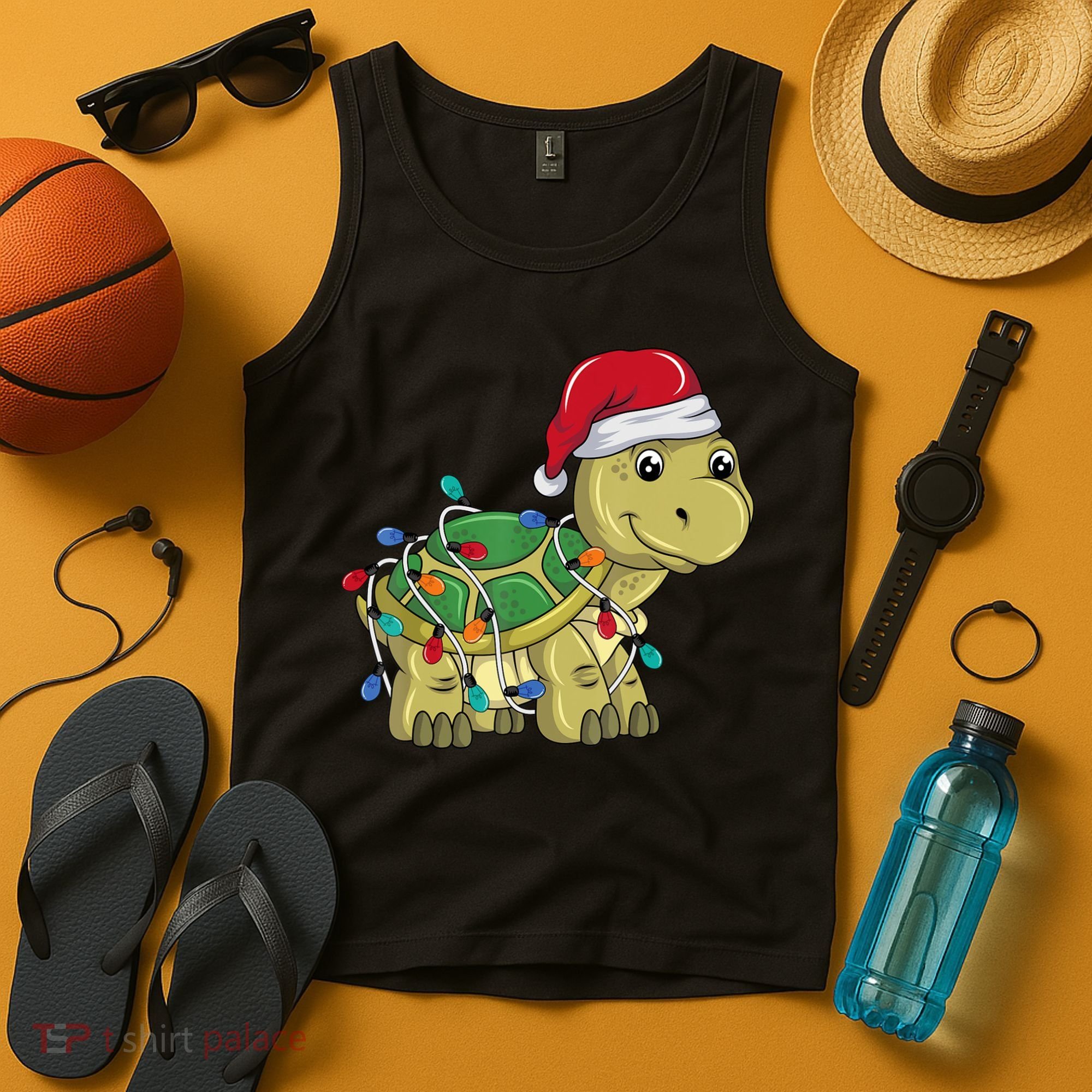 Turtle Christmas Lights Christmas Turtle Santa Turtle Tank Top