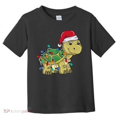 Turtle Christmas Lights Christmas Turtle Santa Turtle Toddler T-Shirt