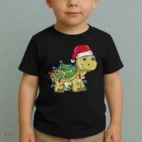 Turtle Christmas Lights Christmas Turtle Santa Turtle Toddler T-Shirt thumb 2