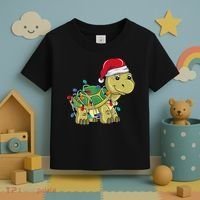 Turtle Christmas Lights Christmas Turtle Santa Turtle Toddler T-Shirt thumb 3
