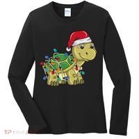 Turtle Christmas Lights Christmas Turtle Santa Turtle Women's Long Sleeve Shirt thumb 0