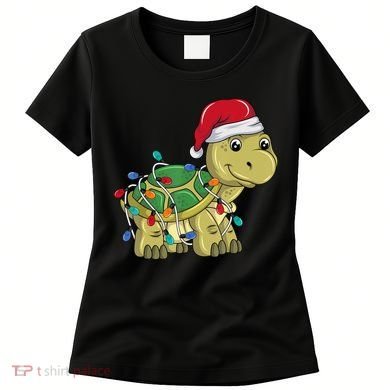 Turtle Christmas Lights Christmas Turtle Santa Turtle Women's T-Shirt