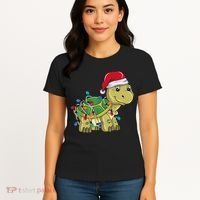 Turtle Christmas Lights Christmas Turtle Santa Turtle Women's T-Shirt thumb 4