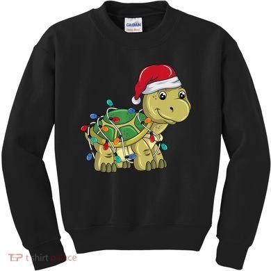 Turtle Christmas Lights Christmas Turtle Santa Turtle Kids Sweatshirt