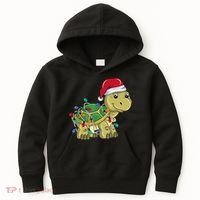 Turtle Christmas Lights Christmas Turtle Santa Turtle Kids Hoodie thumb 0