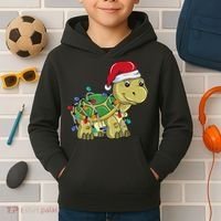 Turtle Christmas Lights Christmas Turtle Santa Turtle Kids Hoodie thumb 2