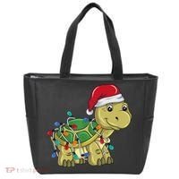 Turtle Christmas Lights Christmas Turtle Santa Turtle Tote Bag thumb 0
