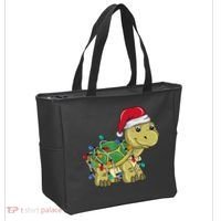 Turtle Christmas Lights Christmas Turtle Santa Turtle Tote Bag thumb 2