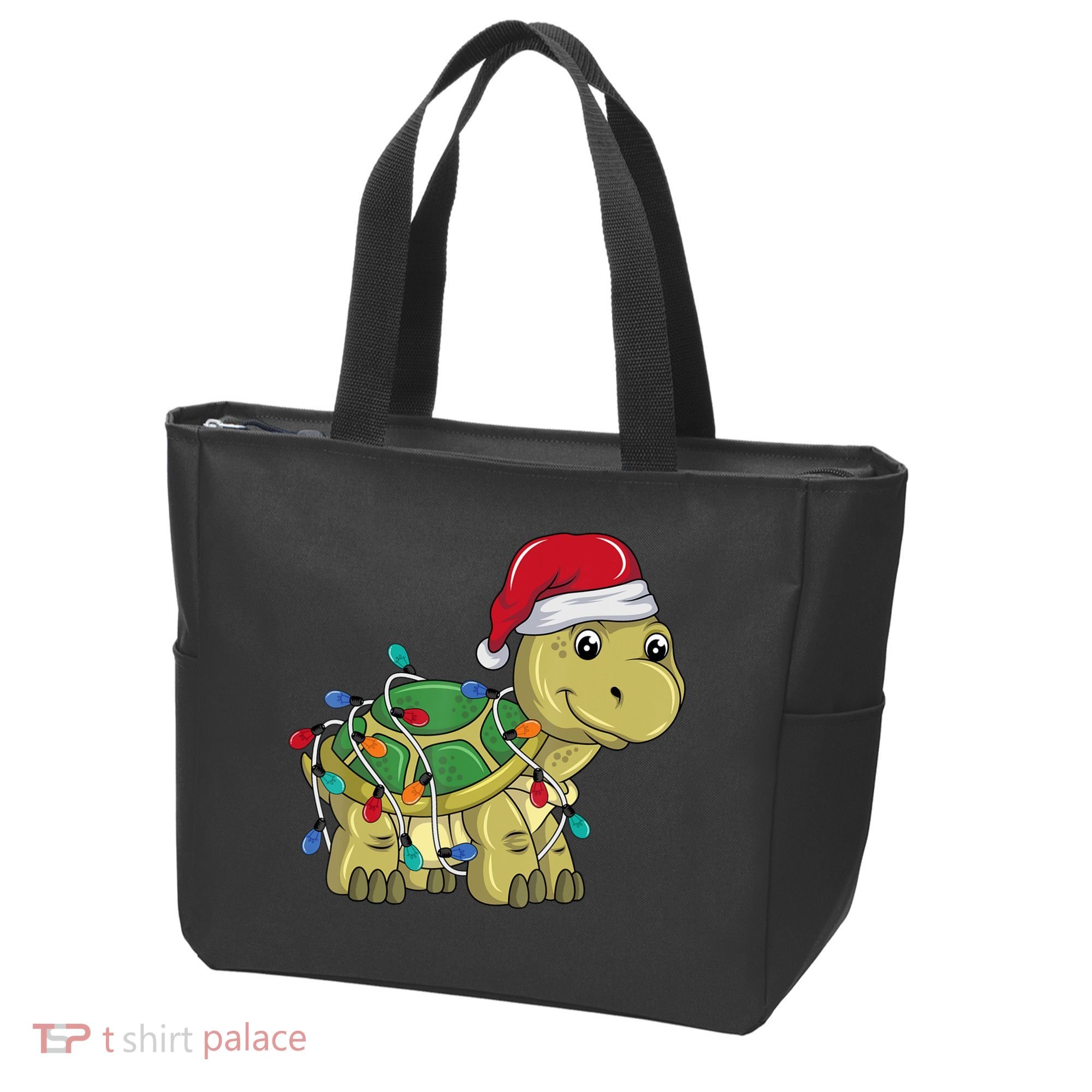Turtle Christmas Lights Christmas Turtle Santa Turtle Tote Bag