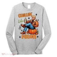 Trump Chillin Like A Felon Pumpkin Spice Halloween Long Sleeve Shirt thumb 0