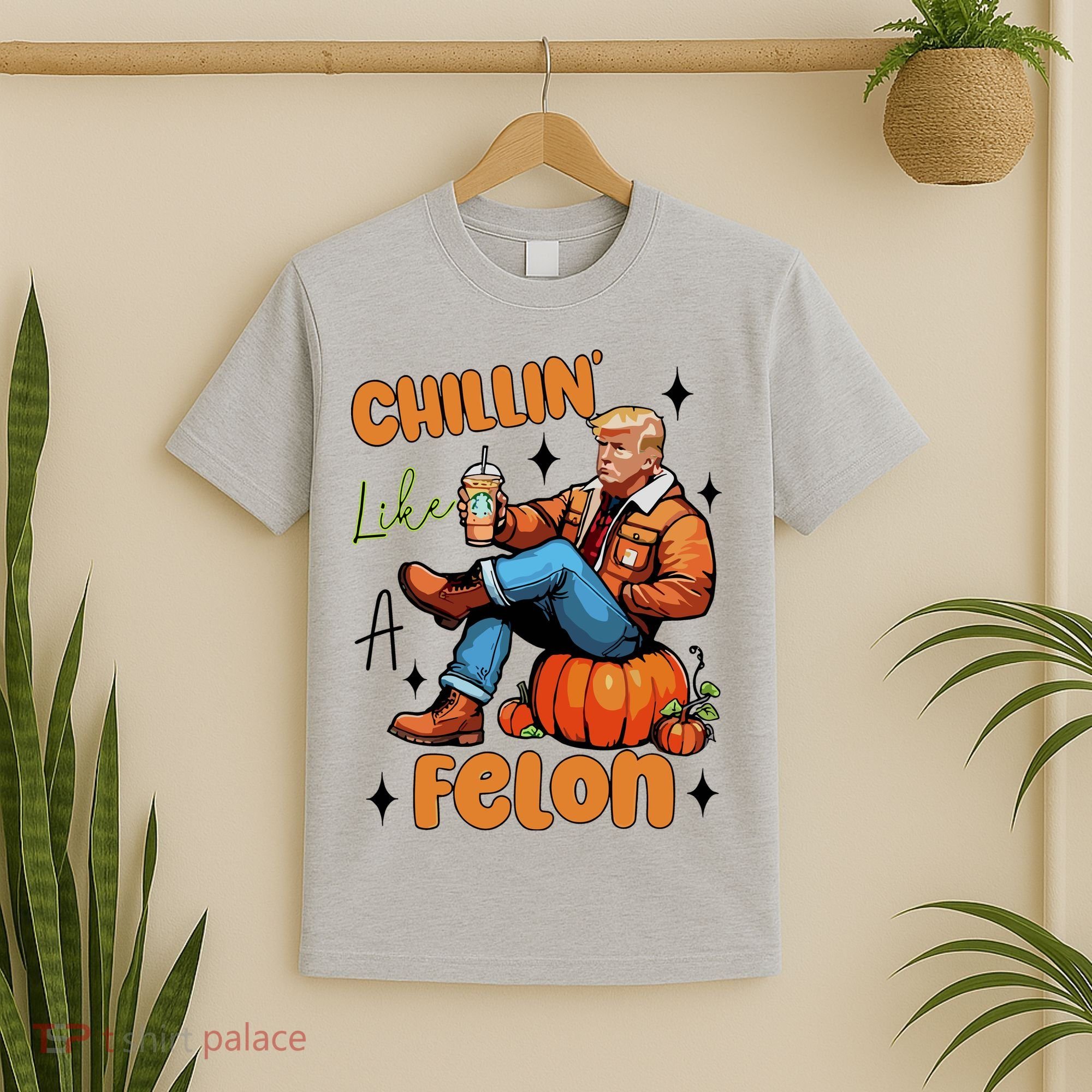 Trump Chillin Like A Felon Pumpkin Spice Halloween T-Shirt