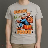 Trump Chillin Like A Felon Pumpkin Spice Halloween T-Shirt thumb 3
