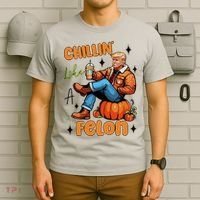 Trump Chillin Like A Felon Pumpkin Spice Halloween T-Shirt thumb 6