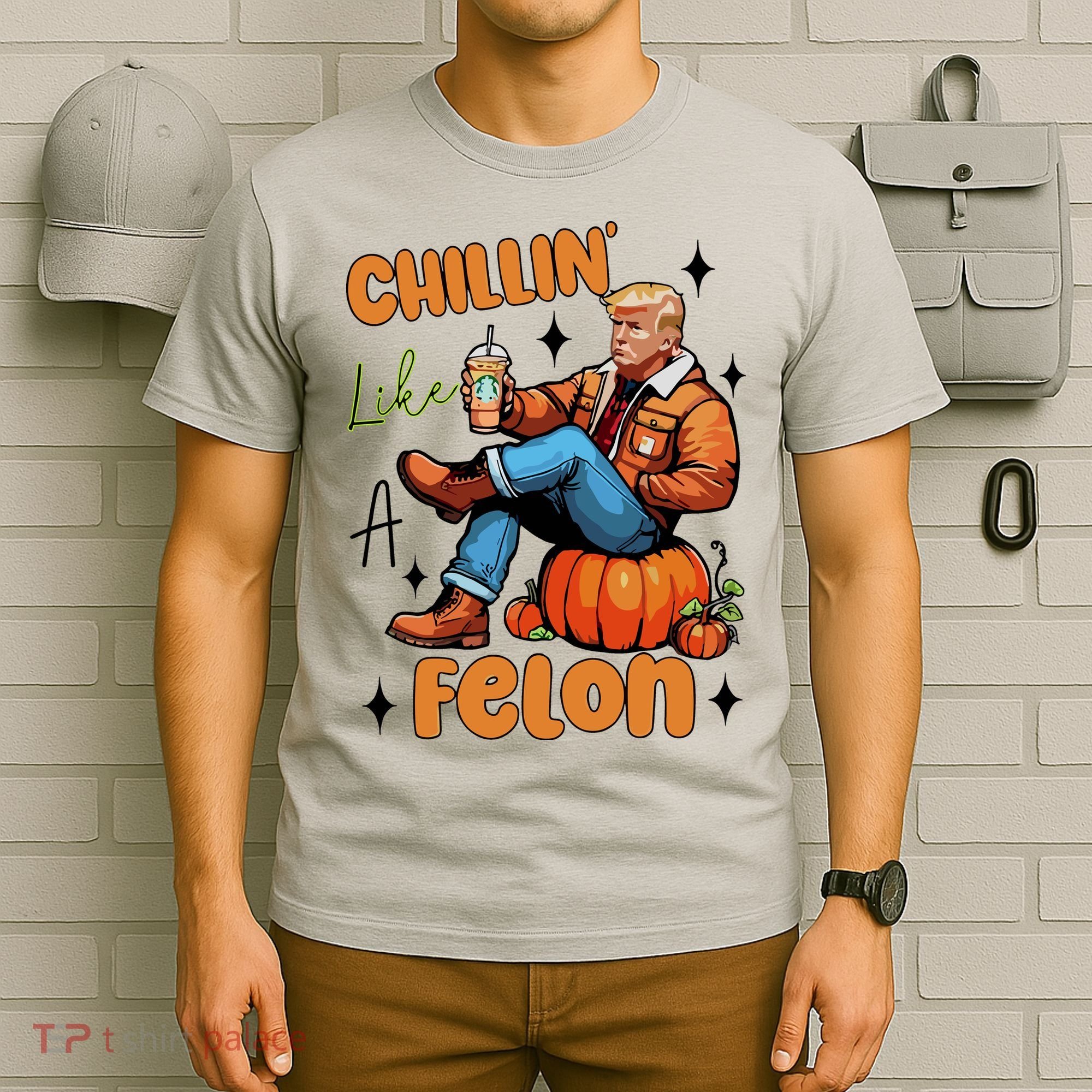 Trump Chillin Like A Felon Pumpkin Spice Halloween T-Shirt