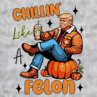 Trump Chillin Like A Felon Pumpkin Spice Halloween Kids T-Shirt thumb 2