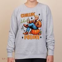 Trump Chillin Like A Felon Pumpkin Spice Halloween Women's Sweatshirt thumb 0