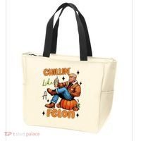 Trump Chillin Like A Felon Pumpkin Spice Halloween Tote Bag thumb 3