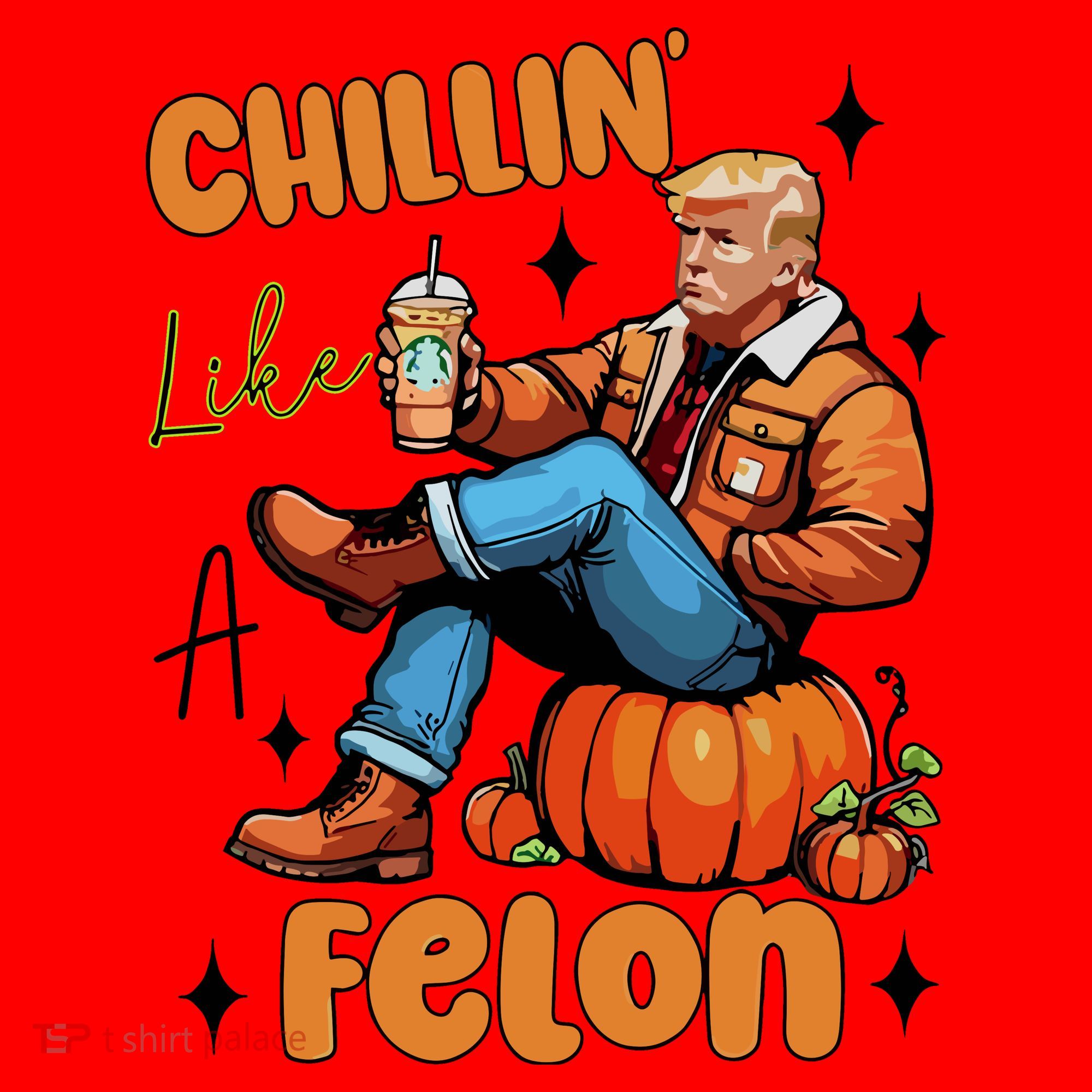Trump Chillin Like A Felon Pumpkin Spice Halloween Santa Hat