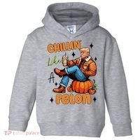 Trump Chillin Like A Felon Pumpkin Spice Halloween Toddler Hoodie thumb 0