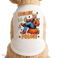 Trump Chillin Like A Felon Pumpkin Spice Halloween Doggie Tank thumb 0