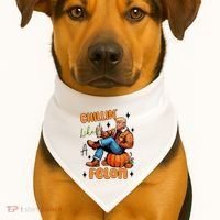 Trump Chillin Like A Felon Pumpkin Spice Halloween USA-Made Doggie Bandana thumb 1