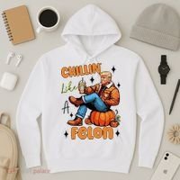 Trump Chillin Like A Felon Pumpkin Spice Halloween Hoodie thumb 3